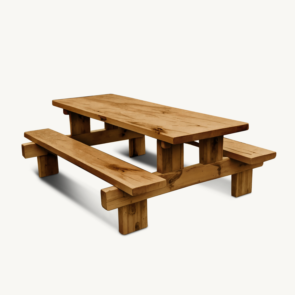 Minimalist Outdoor Picnic Table With Benches For Garden Or Cabin