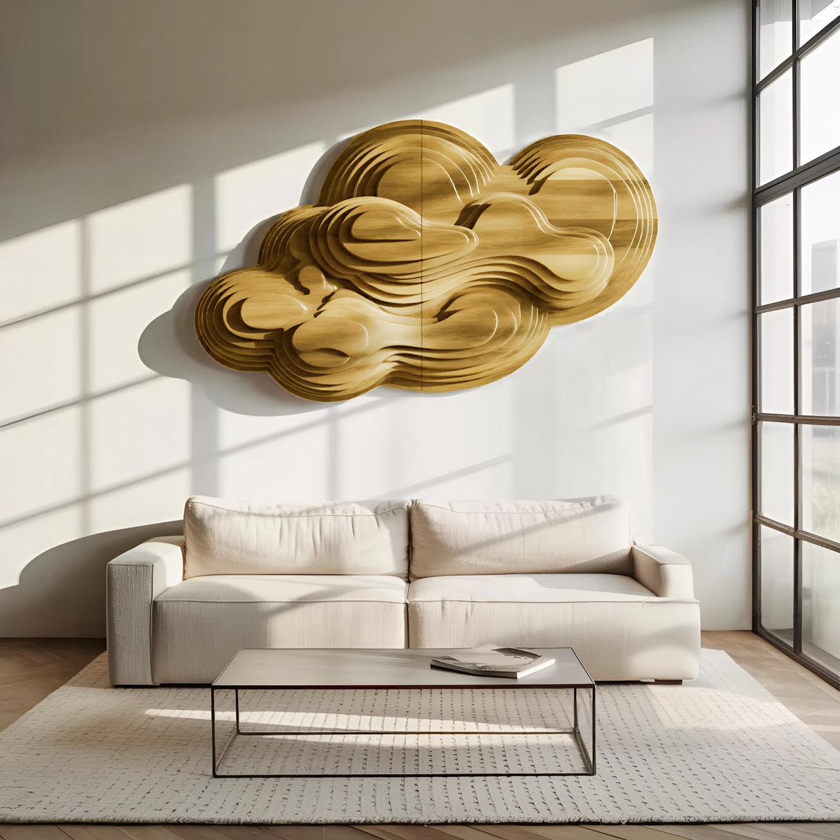 Abstract Cloud Wall Sculpture With Layered Design For Bedroom
