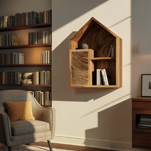 Handcrafted Wooden Wall Shelf For Living Room Decor