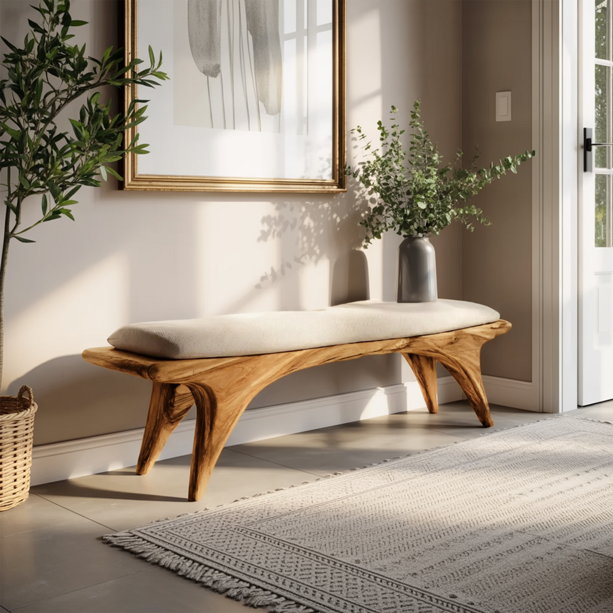 Organic Sculptural Bench For Hallway Furniture