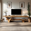 Handcrafted Wooden Live Edge TV Console For Holiday Entryway Design