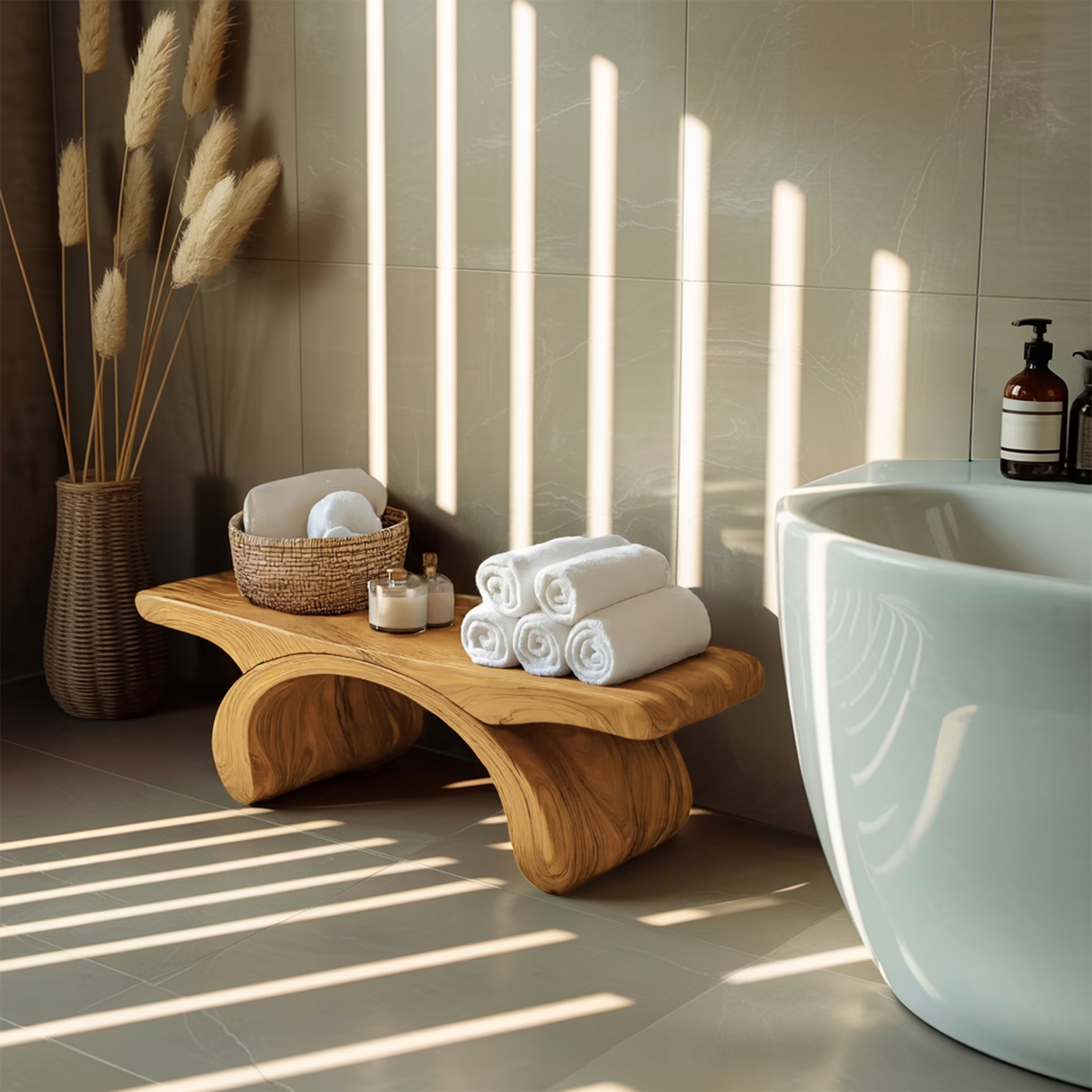 Modern Organic Shower Bench For Bathroom Or Spa Furniture