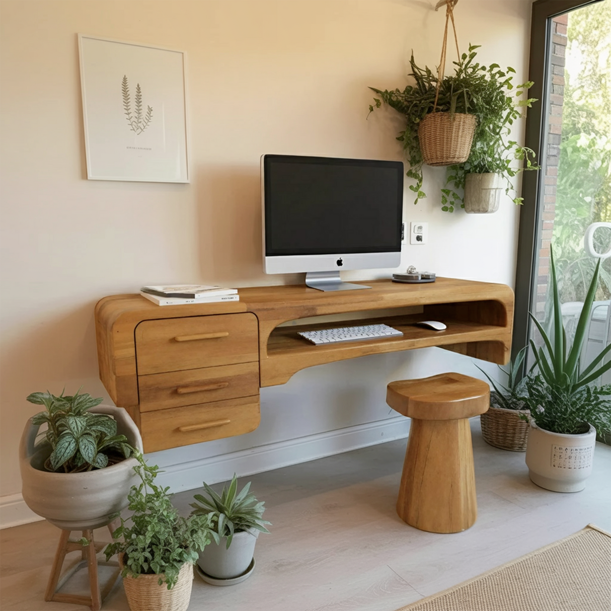 Minimalist Wall Mounted Desk With Drawers Floating Workstation For Bedroom And Office