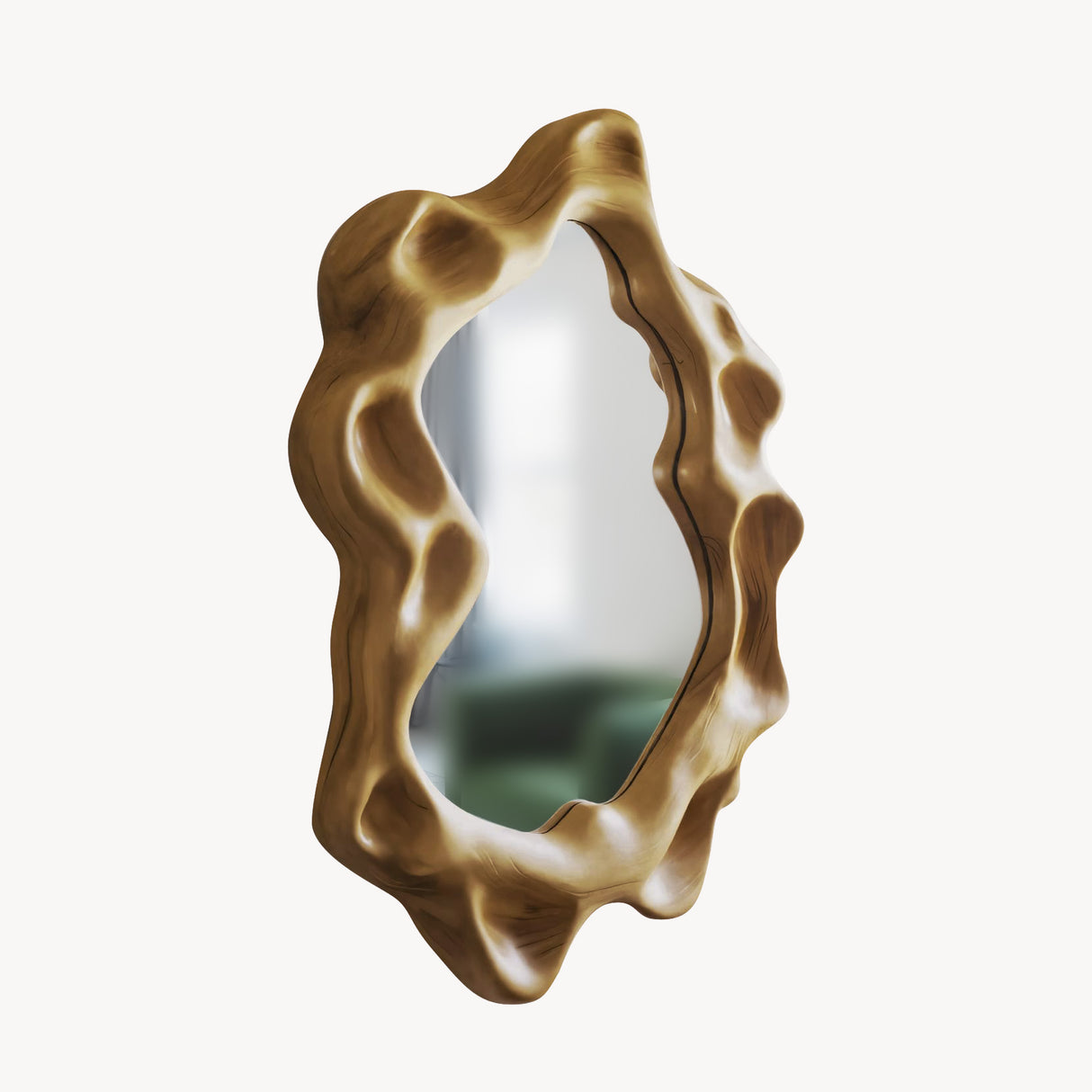 Organic Wall Mirror With Wavy Frame For Entryway Living Room And Bedroom