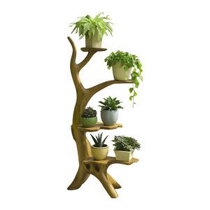 Organic Tree Branch Plant Stand For Garden And Patio Use