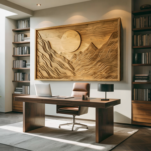 Handcrafted Wall Art Mountain Sun Landscape For Living Room