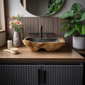 Mid Century Rustic Wooden Vessel Sink For Bathroom Ideas