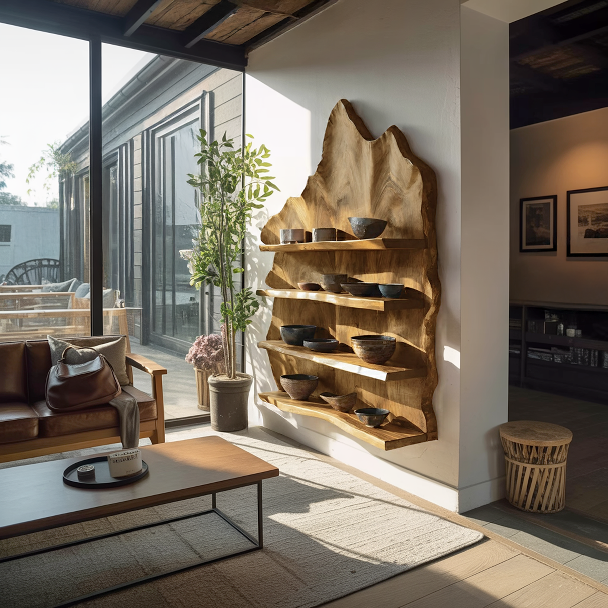 Industrial Live Edge Wall Mount Shelf For Living Room Decor