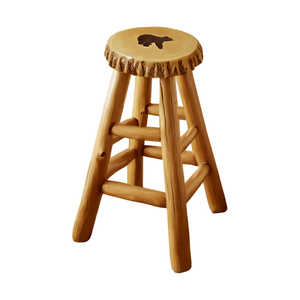 Rustic Black Bear Stool For Cabin Living Room Seating