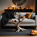 Rustic Round End Table For Entryway Design Pumpkin Halloween Furniture
