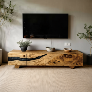 Farmhouse Live Edge TV Cabinet For Rustic Bedroom Decor