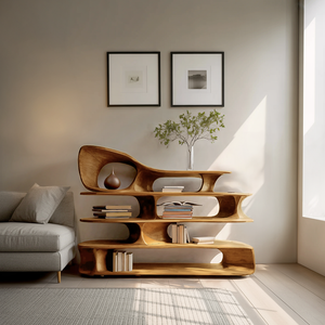 Modern Sculptural Standing Shelf For Living Room