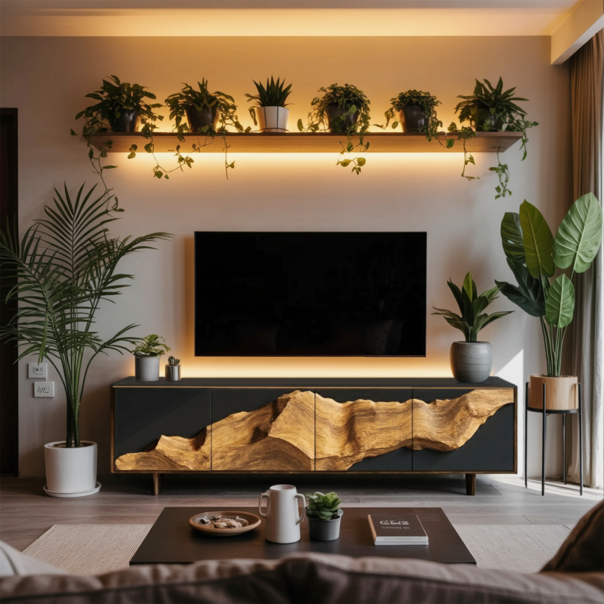 Farmhouse TV Console Table For Entryway Decor