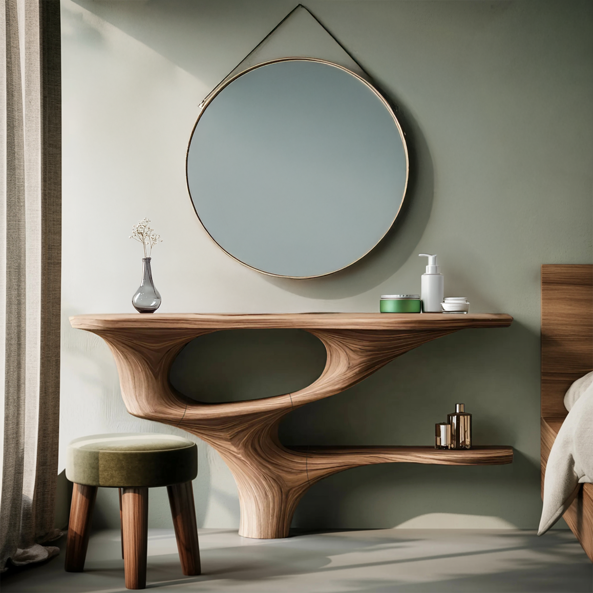 Rustic Live Edge Cosmetic Table For Bedroom Decor Ideas