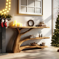 Farmhouse Wooden Live Edge Console Table For Holiday Bedroom Entryway