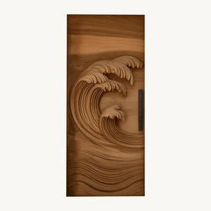 Coastal Wave Carved Door For Front Entrance And Modern Villa