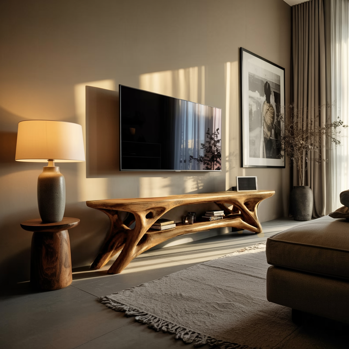 Elegant Curved  TV Cabinet For Contemporary Home Decor