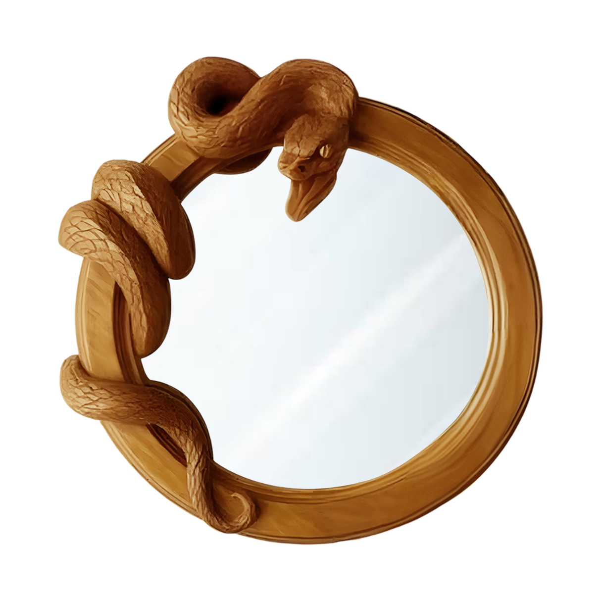 Wild Serpent Carved Mirror For Jungle Themed Bathroom
