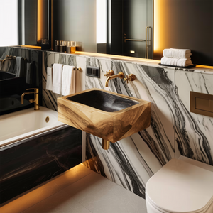 Handcrafted Wall Mounted Wooden Bathroom Sink For Bathroom Decor