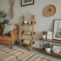 Rustic Ladder Shelf With Tiered Display For Bedroom And Living Room