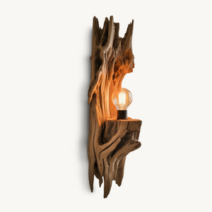 Rustic Driftwood Wall Lamp With Sculpted Form For Bedroom Or Living Room