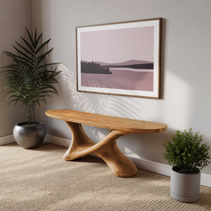 Modern Sculptural Bench With Twisted Base For Entryway