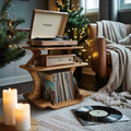 Mid Century Wooden Record Stand For Christmas Vinyl Lovers