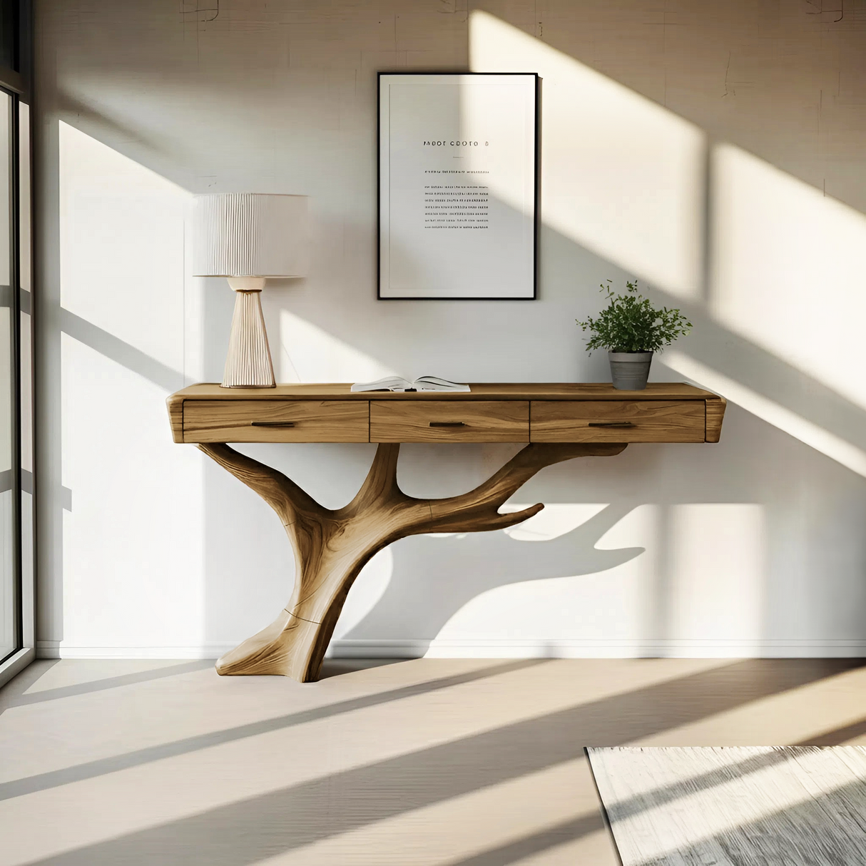 Mid Century Solid Wood Dressing Table For Living Room