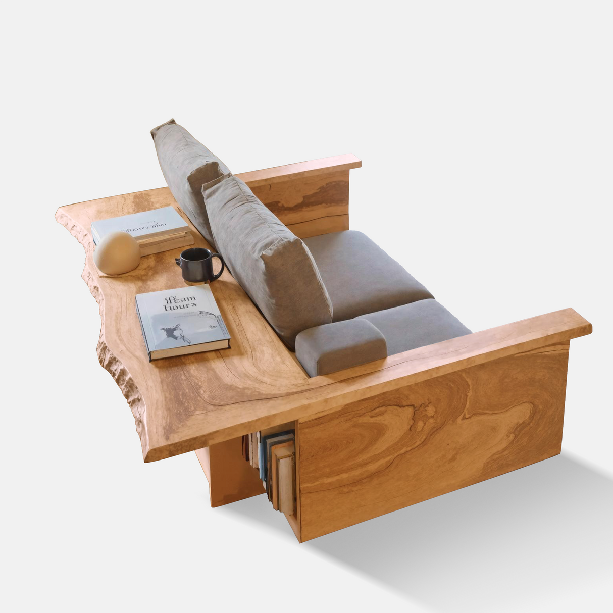 Contemporary Sofa With Built In Side Table For Living Room