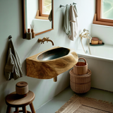 Handcrafted Solid Wood Vanity Sink For Natural Bathroom Style Decor