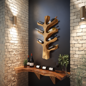 Modern Sculptural Tree Branch Wine Holder For Kitchen Decor