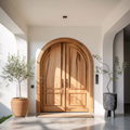 Elegant Arched Double Entry Door With Panels For Villa