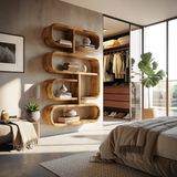 Mid Century Live Edge Display Shelf For Living Room Storage