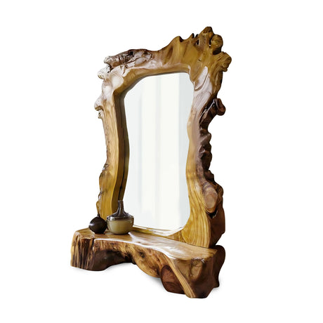 Sculptural Live Edge Floor Mirror For Entryway Garden