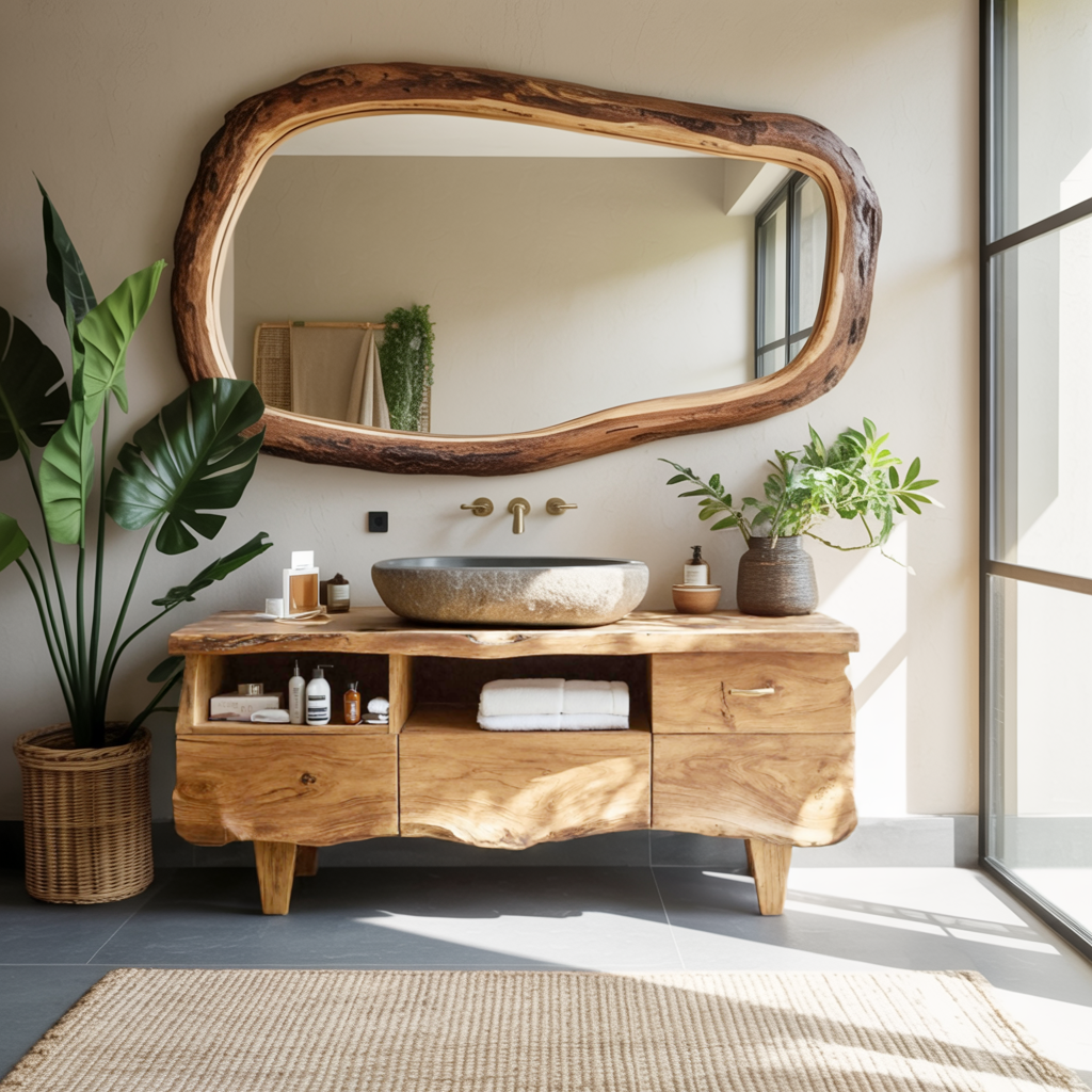 Farmhouse Wooden Vanity For Bathroom Interior Design