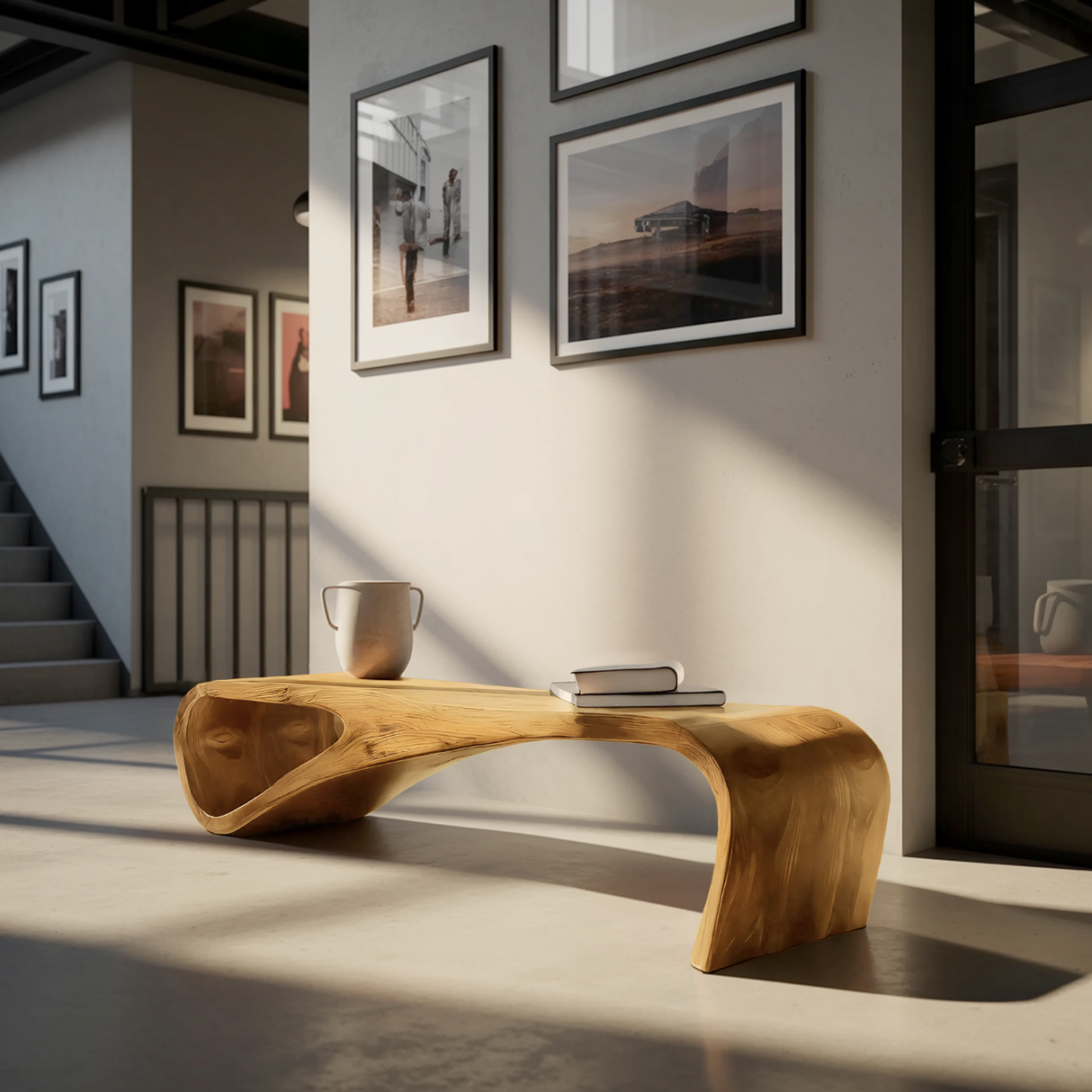Statement Bench With Smooth Curved Form For Modern Home