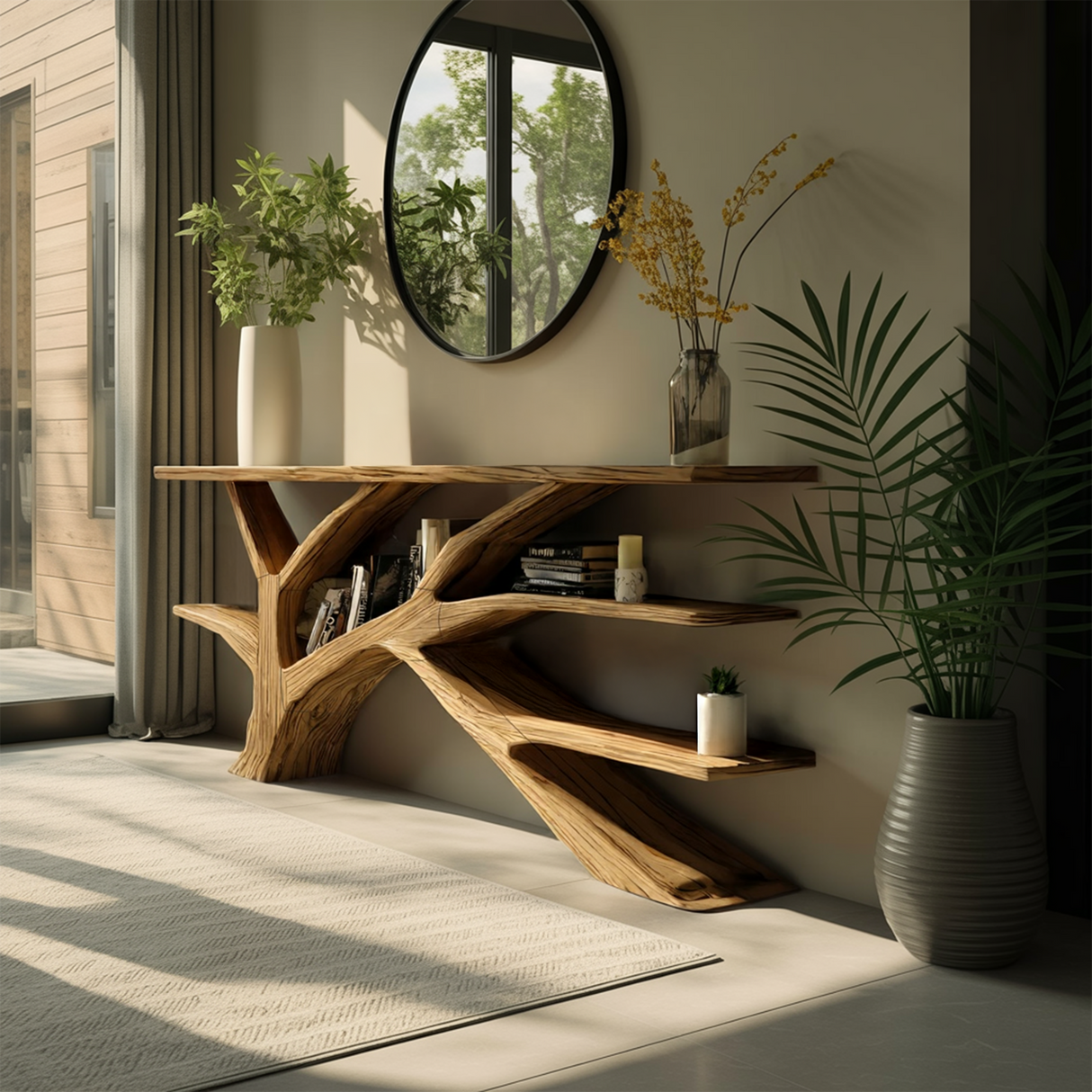 Farmhouse Wooden Live Edge Console Table For Rustic Furniture Decor
