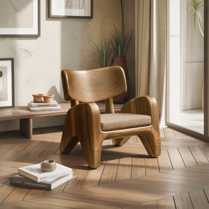 Contemporary Wooden Lounge Chair For Garden Or Reading Nook