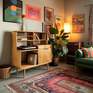 Mid-Century Vinyl Record Cabinet For Home Decor