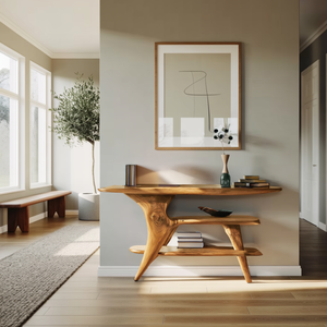 Farmhouse Live Edge Console Table For Unique Entryway Design