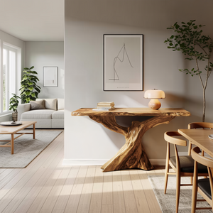 Modern Live Edge Console Table Organic Wood Furniture For Living Room