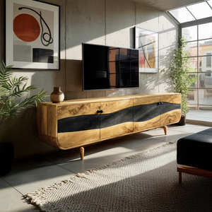 Handcrafted Wooden Live Edge TV Stand For Furniture Decor