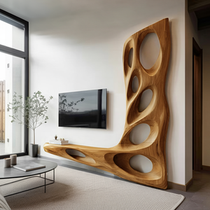 Modern Sculptural TV Wall Console For Living Room Decor