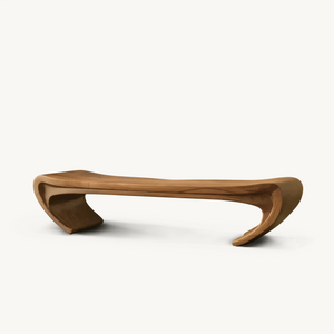 Modern Sculptural Wood Bench For Entryway Or Living Room