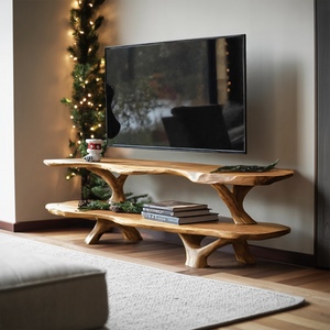 Modern Wooden Live Edge TV Console For Christmas Entryway Furniture