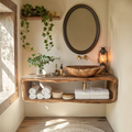 Handcrafted Wooden Vanity For Bathroom Natural Look