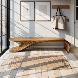 Modern Sculptural Bench With Flowing Curves For Living Room