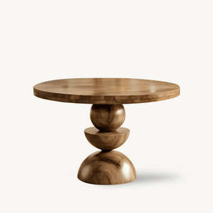 Modern Round Dining Table With Geometric Base For Kitchen And Dining Room