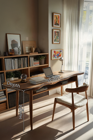 Mid Century Wooden Live Edge Desk For Modern Home Office Decor