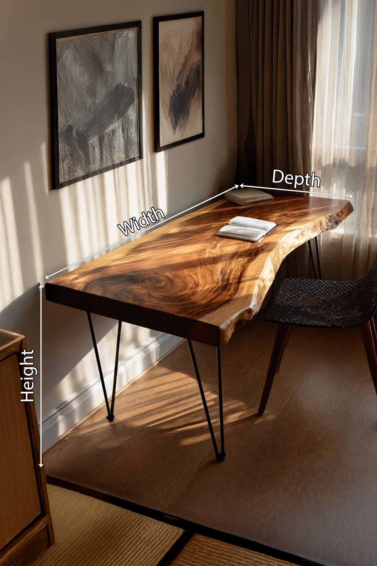 Handcrafted Live Edge Desk For Living Room Style